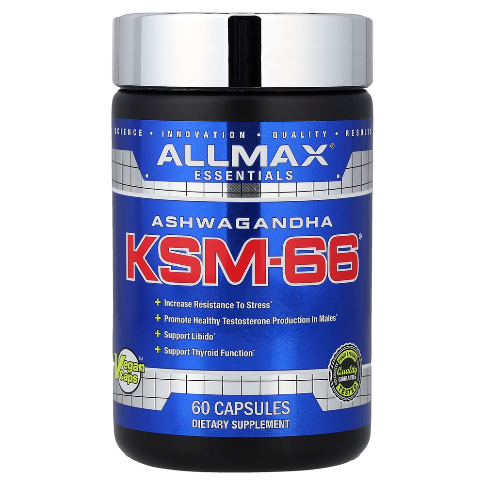 ALLMAX, Essentials, ашваганда KSM-66®, 60 капсул (300 мг в одной капсуле)