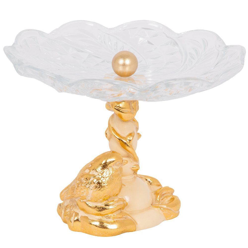 Фруктовница-конфетница Зарничка Свитти со стеклянной чашей Айвори