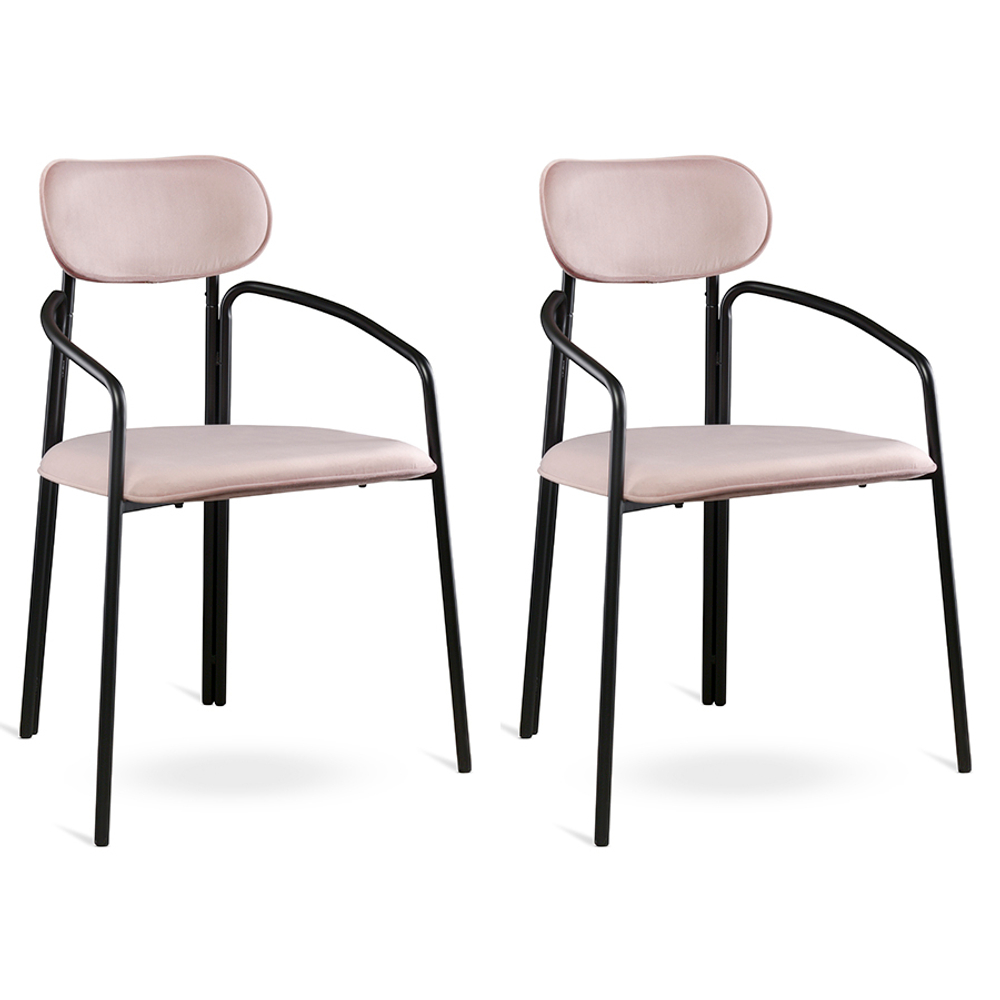 Набор из 2 стульев ror, round, велюр, черный/розовый