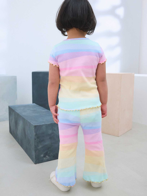 Футболка и легинсы для в комплекте для девочки Next AD5-473, Розовый, Желтый, Сиреневый