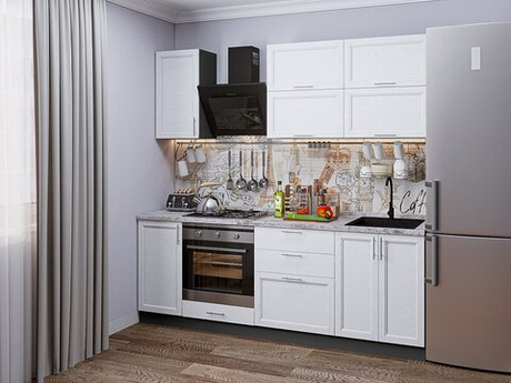 Прямая модульная кухня Сканди-01 White Softwood - Graphite 2140*2200*600