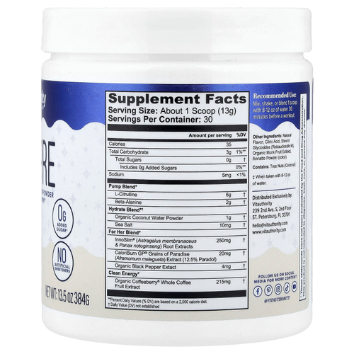 Vitauthority, Active, Vita Pre, увлажняющий порошок перед тренировкой, Paradise Punch, 384 г (13,5 унции)