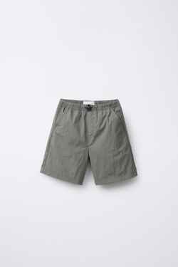 ZARA ОДНОТОННЫЕ ШОРТЫ-БЕРМУДЫ ИЗ НЕЙЛОНА, СЕРО-КОРИЧНЕВЫЙ