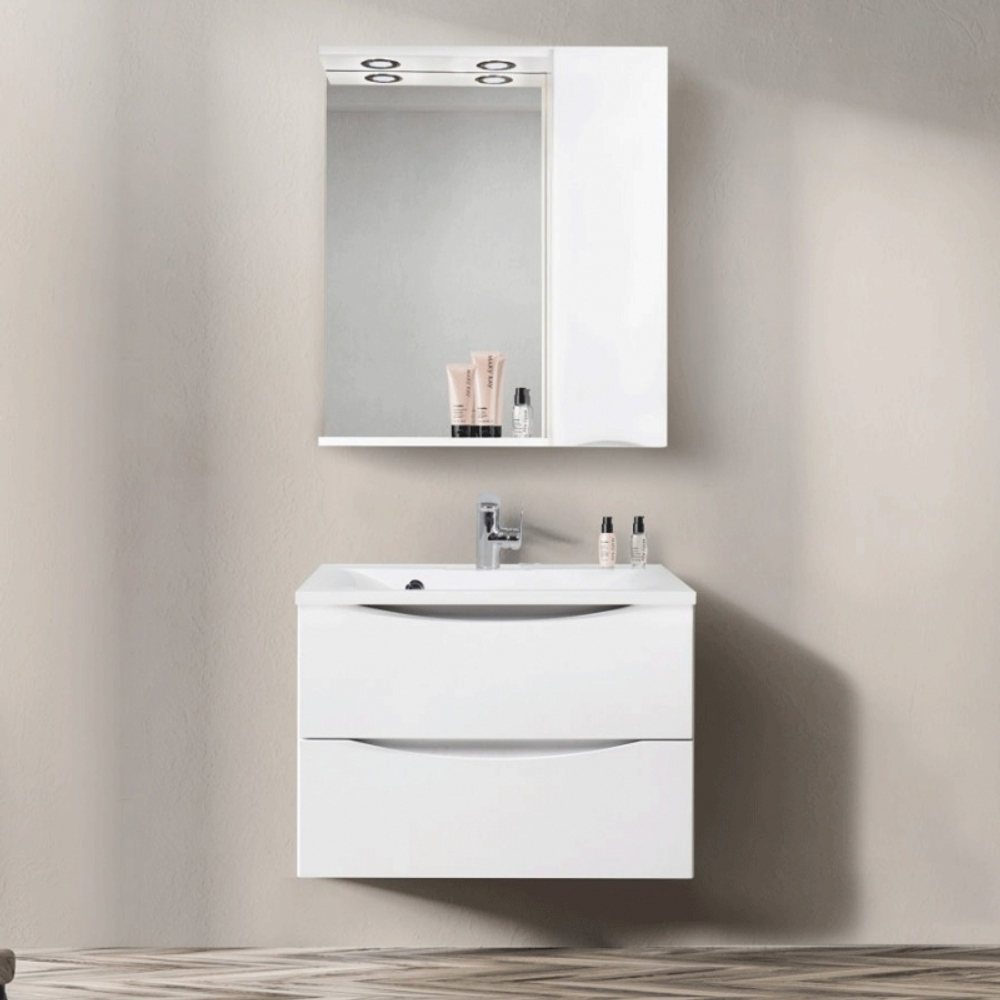 Зеркало со шкафом BelBagno MARINO-SPC-700/750-1A-BL-P-R 70 с подсветкой Bianco Lucido