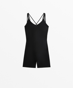 Oysho Короткий комбинезон Comfortlux с двойными бретелями, черный