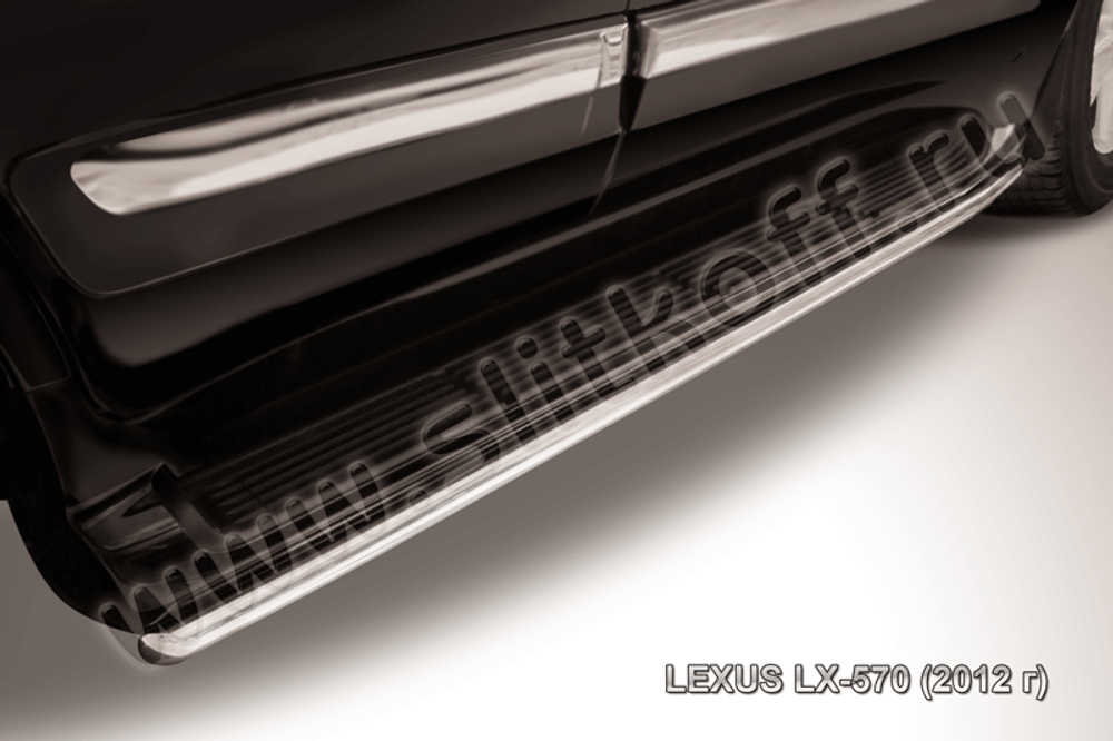 Пороги из нержавейки Lexus LX-570 (2012-2015) d42 труба (черный цвет)
