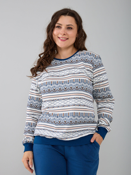 Толстовка К-90/голубой-зимнийузор