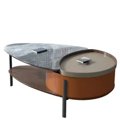 Стол журнальный 9682, 131х73х41 см, экокожа, керамика