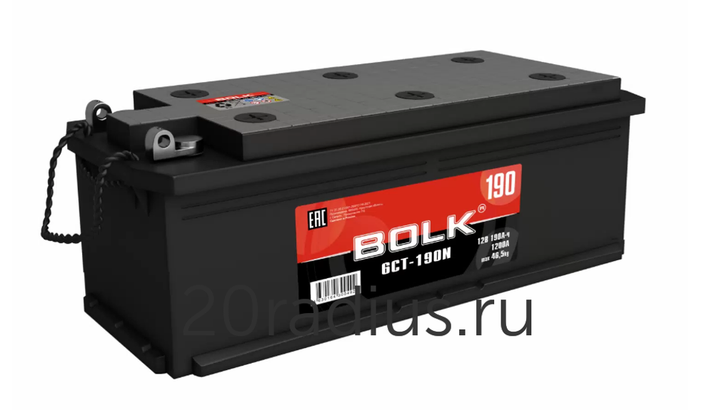 Аккумулятор    BOLK    Standart    190    А/ч    R+    514x218x210    EN1 200    А    под    болт    РОССИЯ