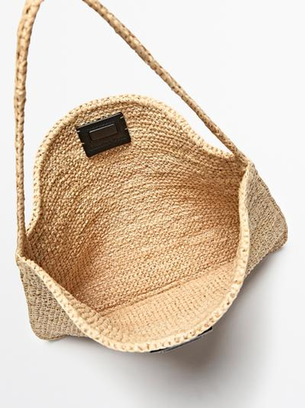 Massimo Dutti Маленькая сумка через плечо из рафии, бежевый