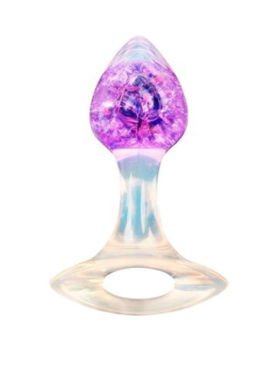 Сиреневатая анальная пробка с ручкой - 8,5 см. (Цвет: сиреневый)