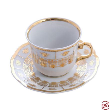 Набор кофейных пар Thun Менуэт золотой орнамент 165мл(6 пар)