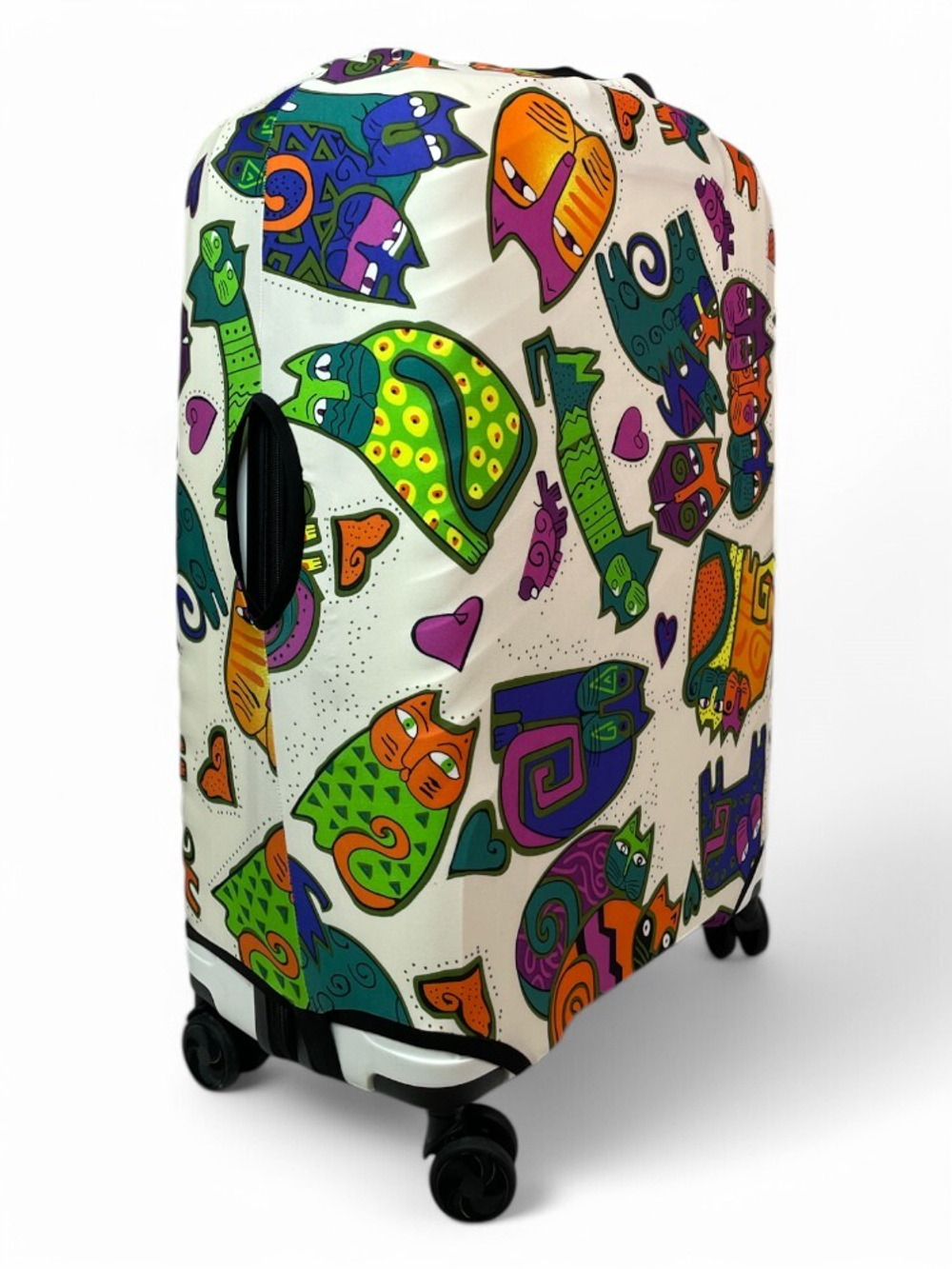 Чехол на чемодан 28", цвет белый/разноцветный, Коты