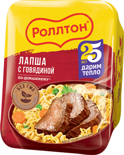 лапша яичная Роллтон ЛОТОК говяжья 90гр (1х24)