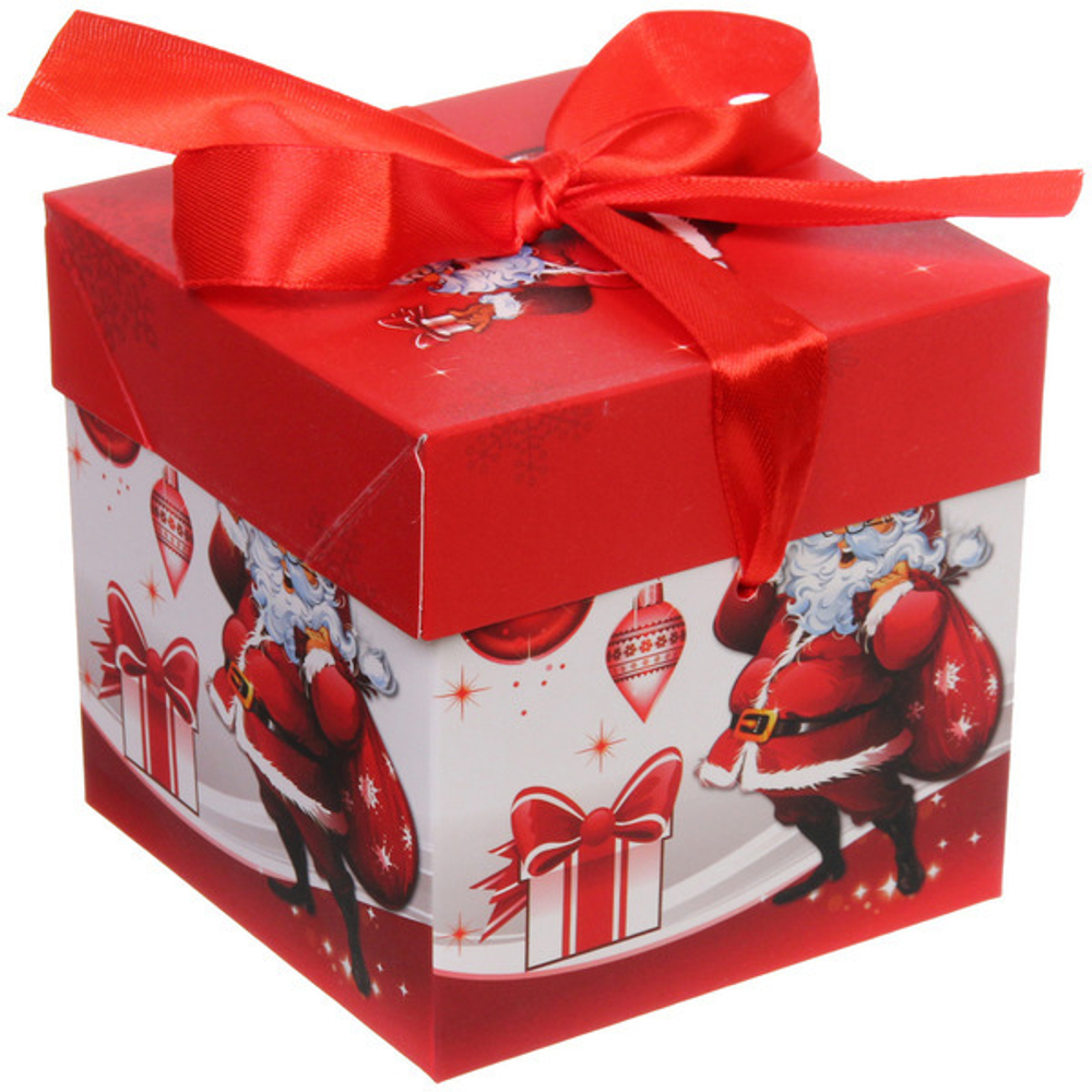 Коробка подарочная «Дедушка Мороз» 10*10*10 см