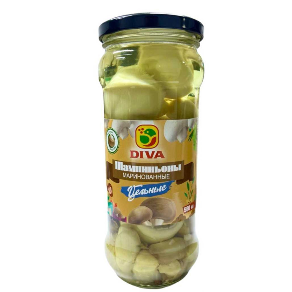 Шампиньоны маринованные цельные DIVA 580 мл