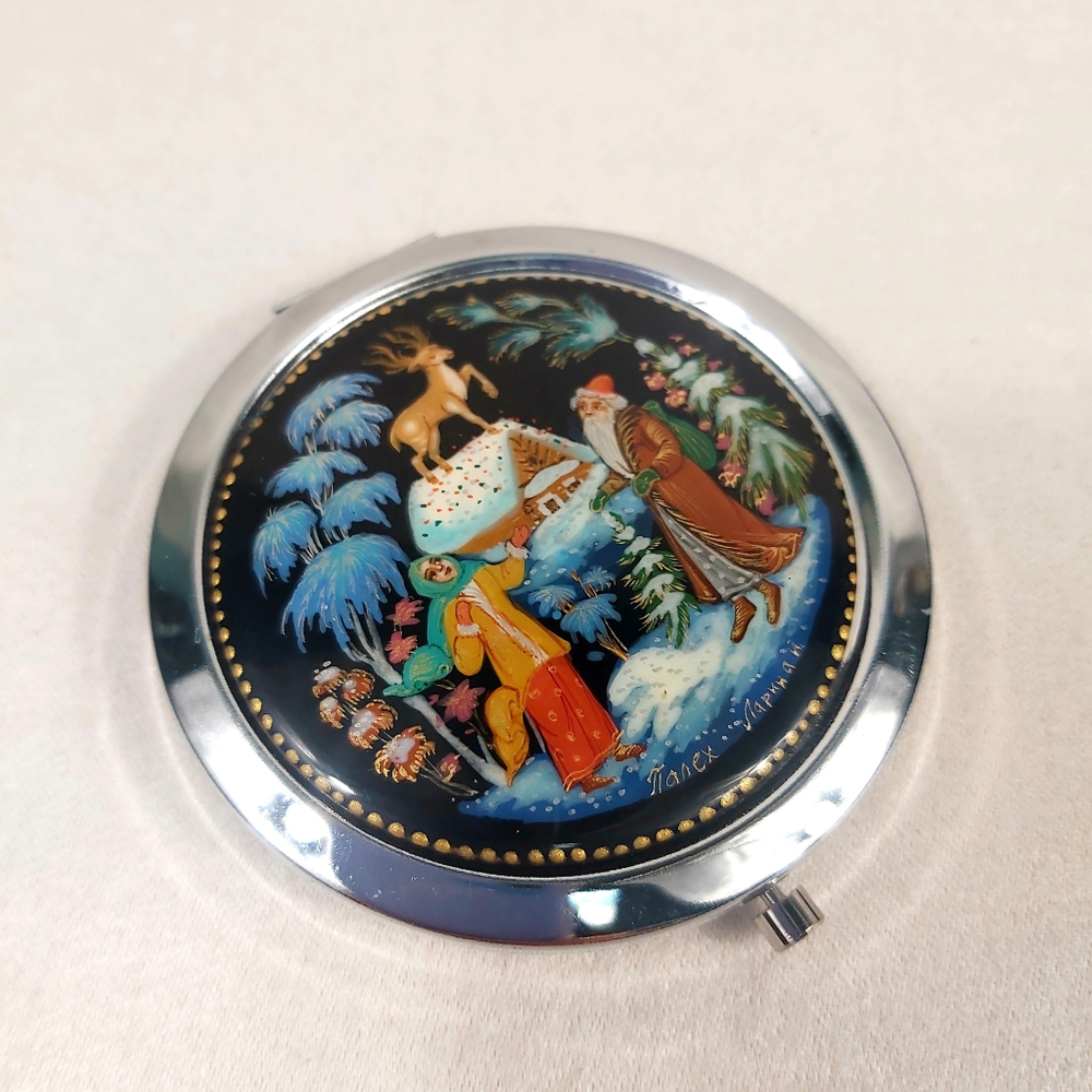 Ручное зеркало "Серебряное копытце"  (худ. роспись Палех)