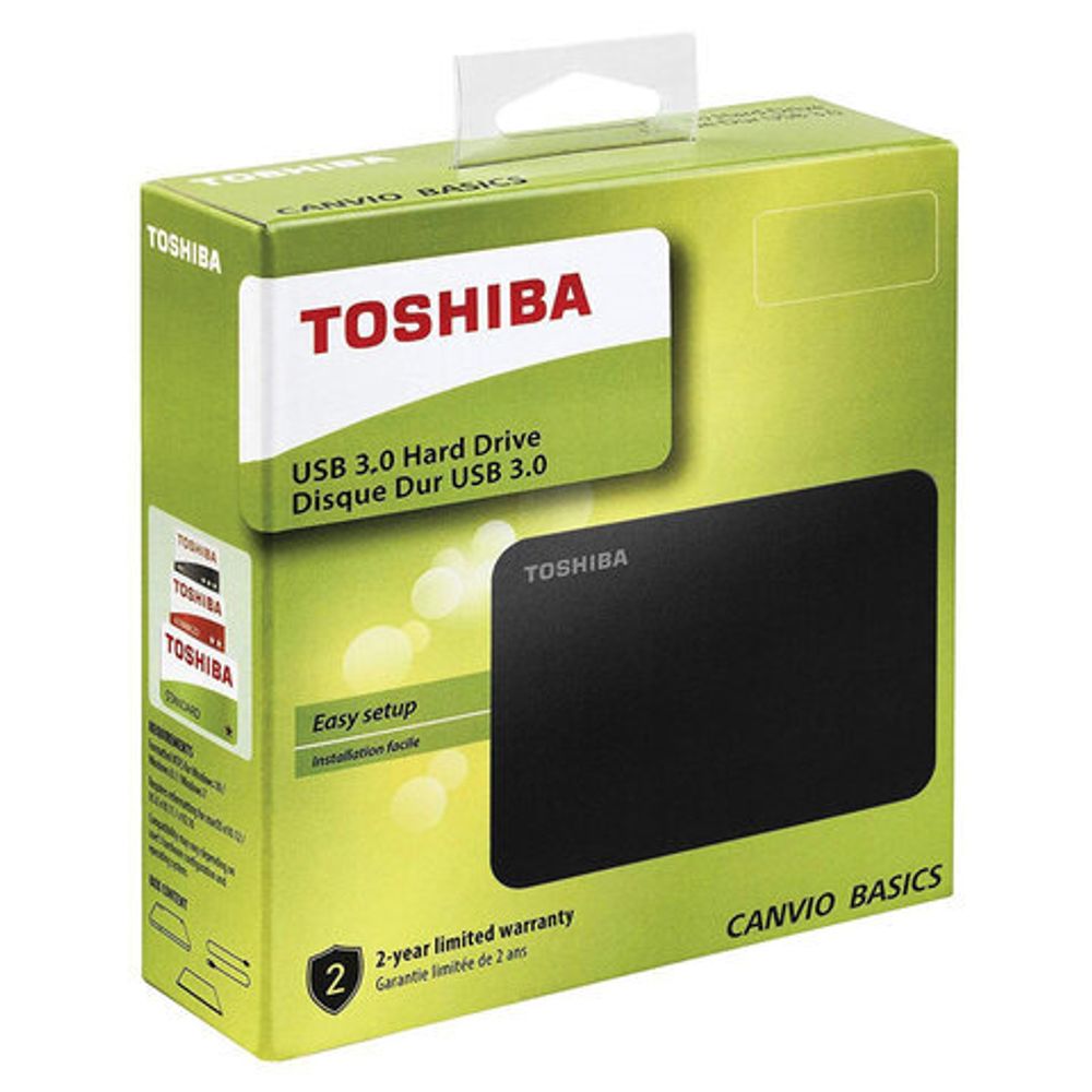 Внешний жесткий диск TOSHIBA Canvio Basics 2TB, 2.5", USB 3.0, черный, HDTB420EK3AA