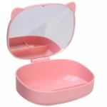 Зеркало настольное с органайзером для косметики «Beauty - Cat», цвет розовый, 17*13*6,5см