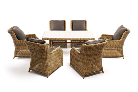 "Неаполь" обеденная группа плетеная из искусственного ротанга, цвет соломенный