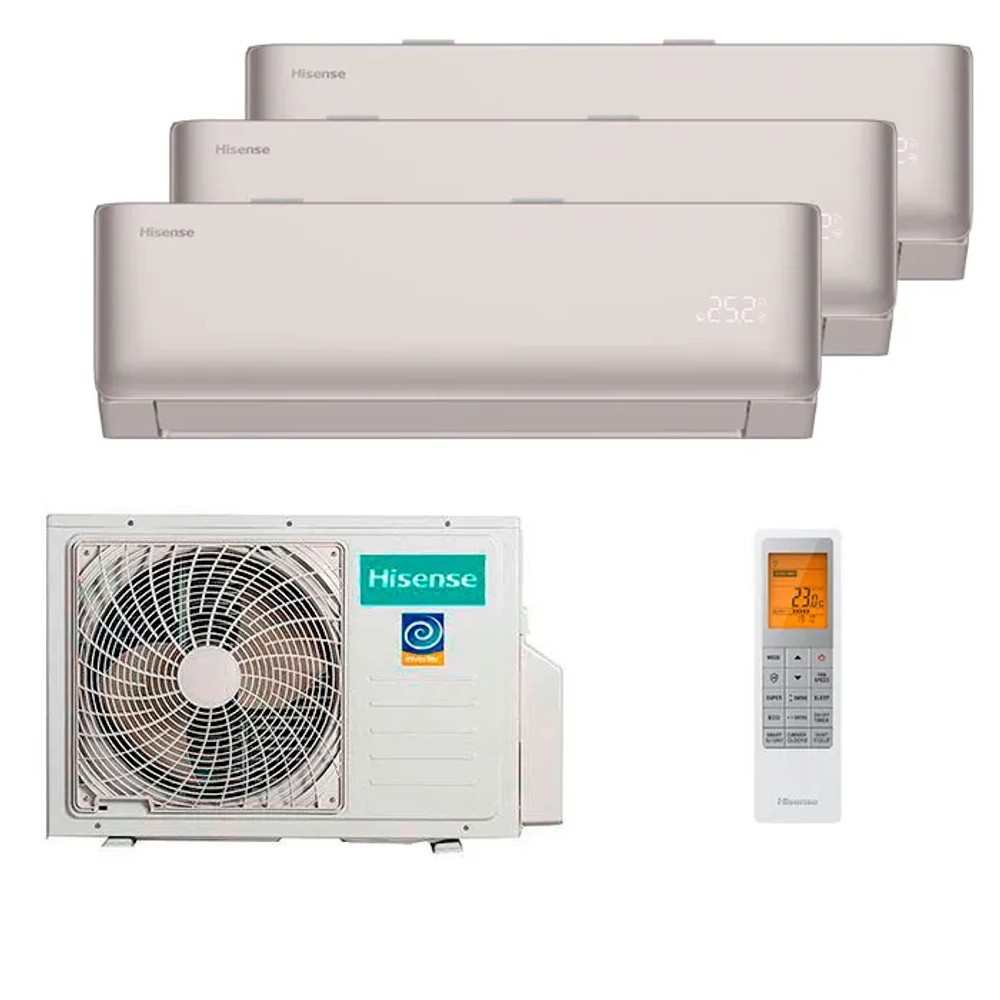 Мульти сплит-система Hisense на 3 комнаты (20+20+20 кв.м.) VIBE PRO CHAMPAGNE