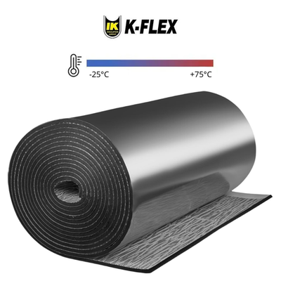 Рулон теплоизоляции из вспененного каучука ST самоклеящийся с покрытием AD AL CLAD