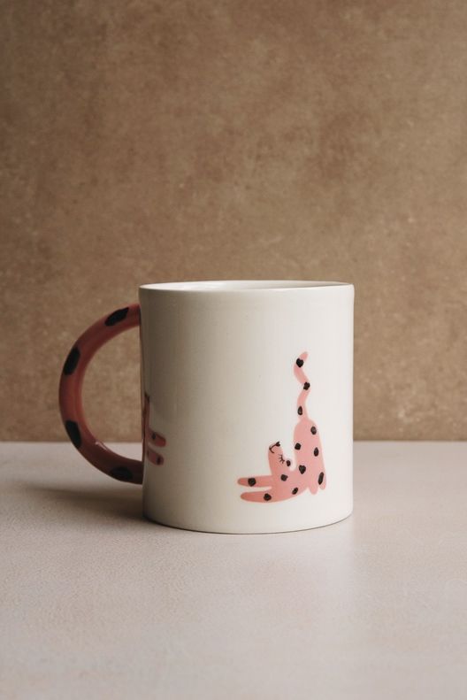 Кружка розовая, леопард / insense