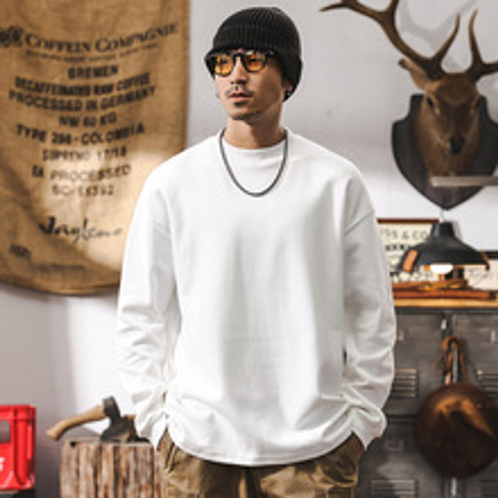 Футболка шлифованный хлопок с длинными рукавами мужская, весна