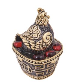 Народные промыслы AM-4192 Шкатулка «Курочка Фен-шуй» (латунь, янтарь)