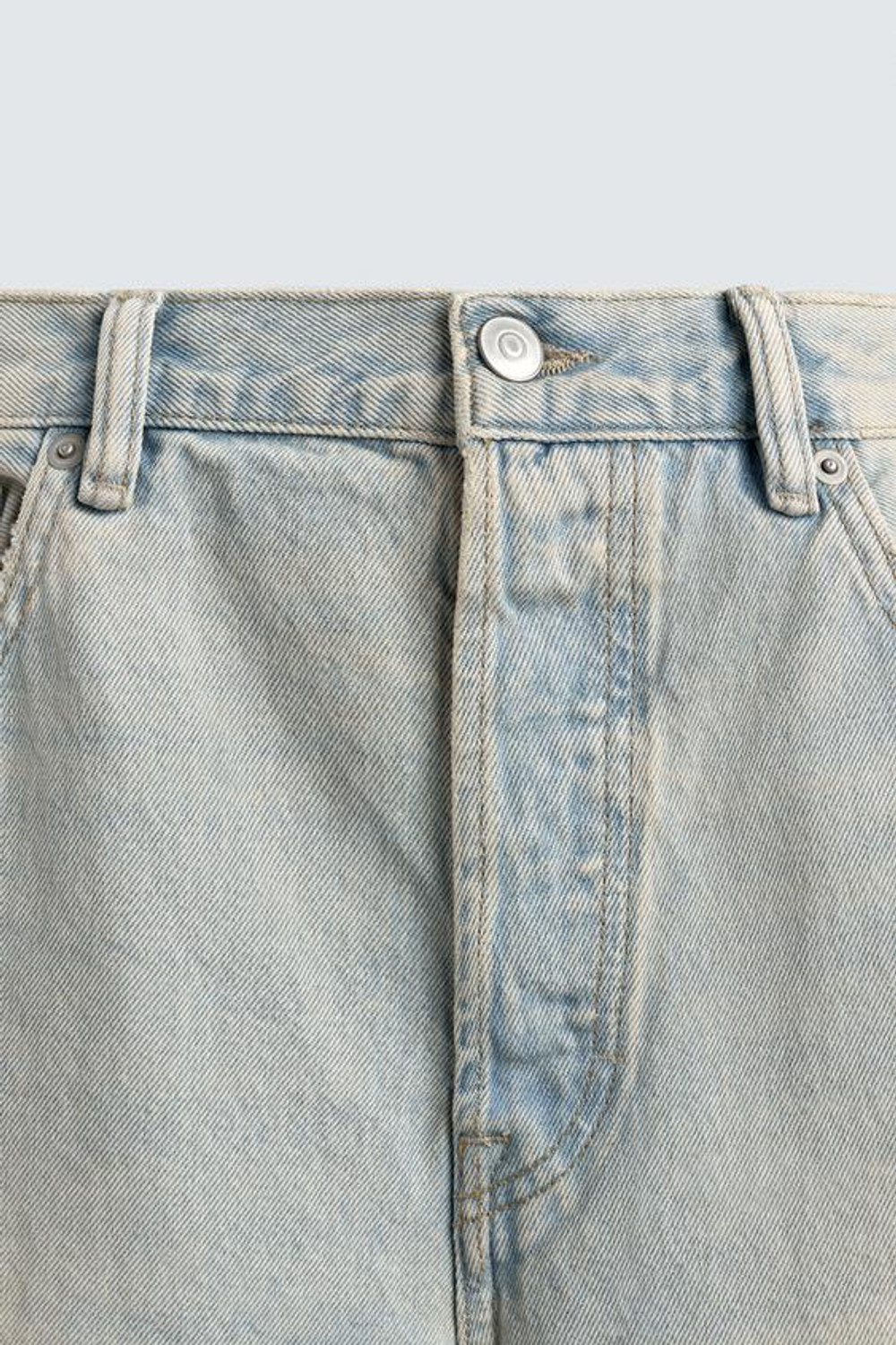 ZARA ДЖИНСЫ ПРЯМОГО УКОРОЧЕННОГО КРОЯ, ГОЛУБОЙ