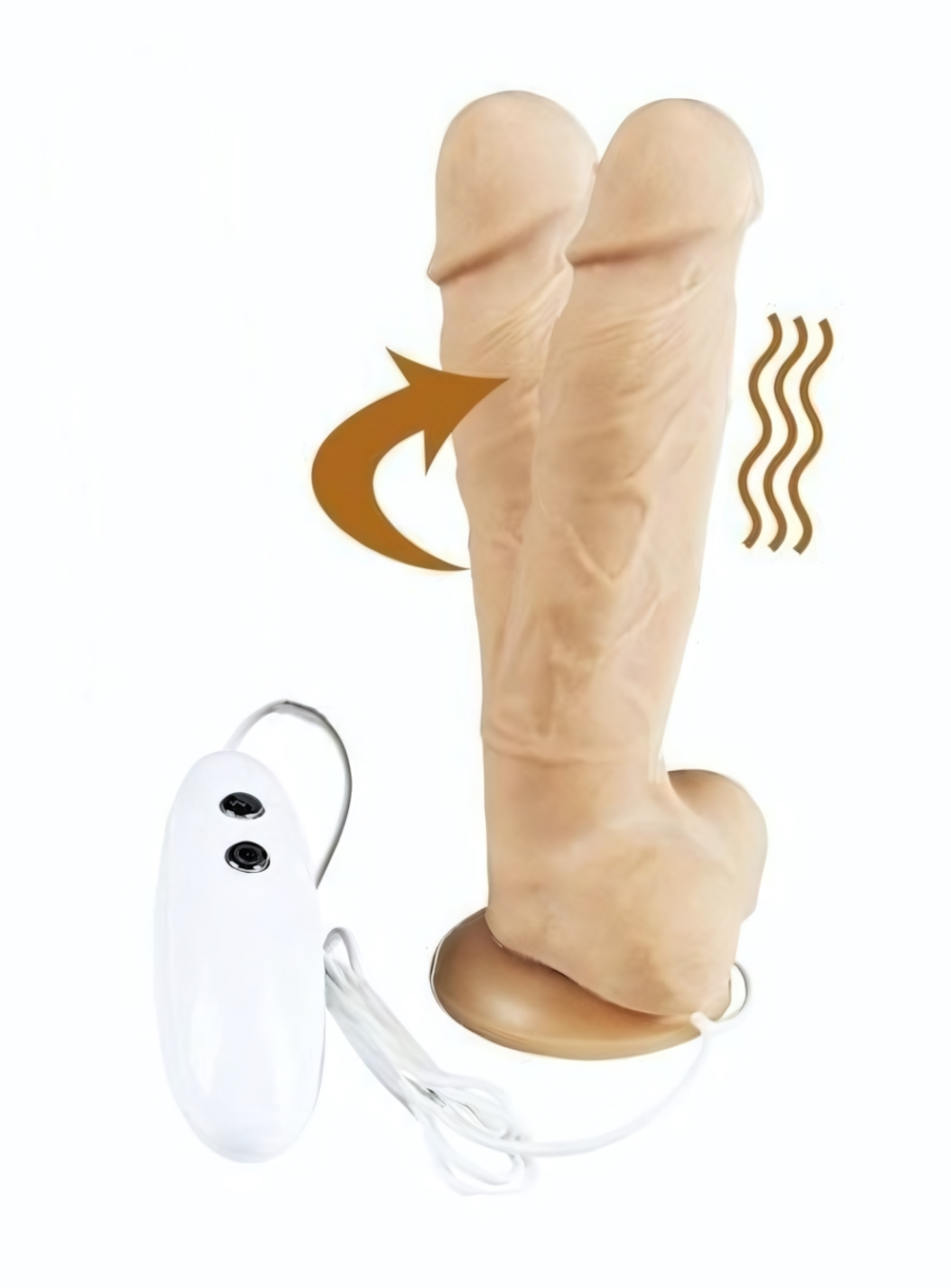 Телесный вибратор-ротатор на присоске Cesar Vibrator & Rotator - 17,5 см. (Цвет: телесный)