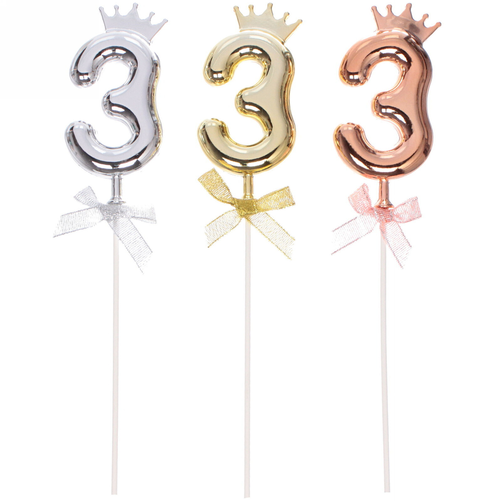 Топпер Цифра Королевский вечер «3» 22 см , микс