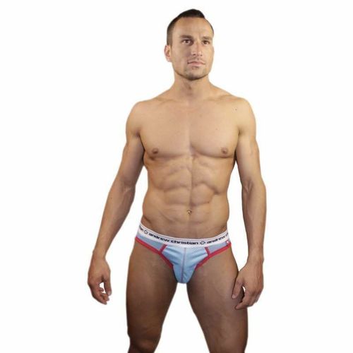 Мужские трусы джоки голубые в сетку Andrew Christian Sports