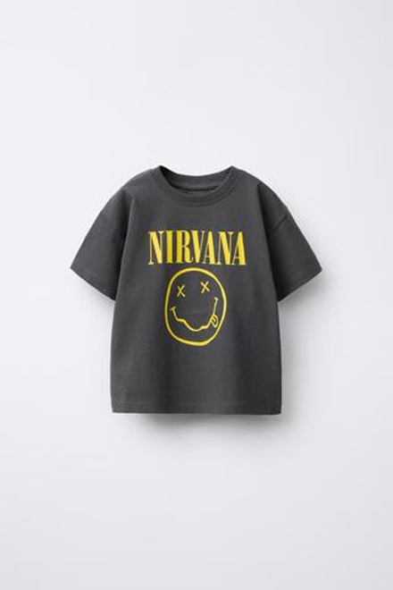 ZARA ФУТБОЛКА С ПРИНТОМ NIRVANA ®, АНТРАЦИТОВО-СЕРЫЙ