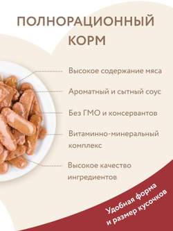 Влажный корм Мнямс На каждый день Кусочки в соусе с говядиной для крупных кошек 85 г