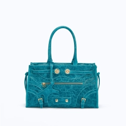 MANC КОЖАНАЯ СУМКА "ZOUZOU", БИРЮЗОВЫЙ