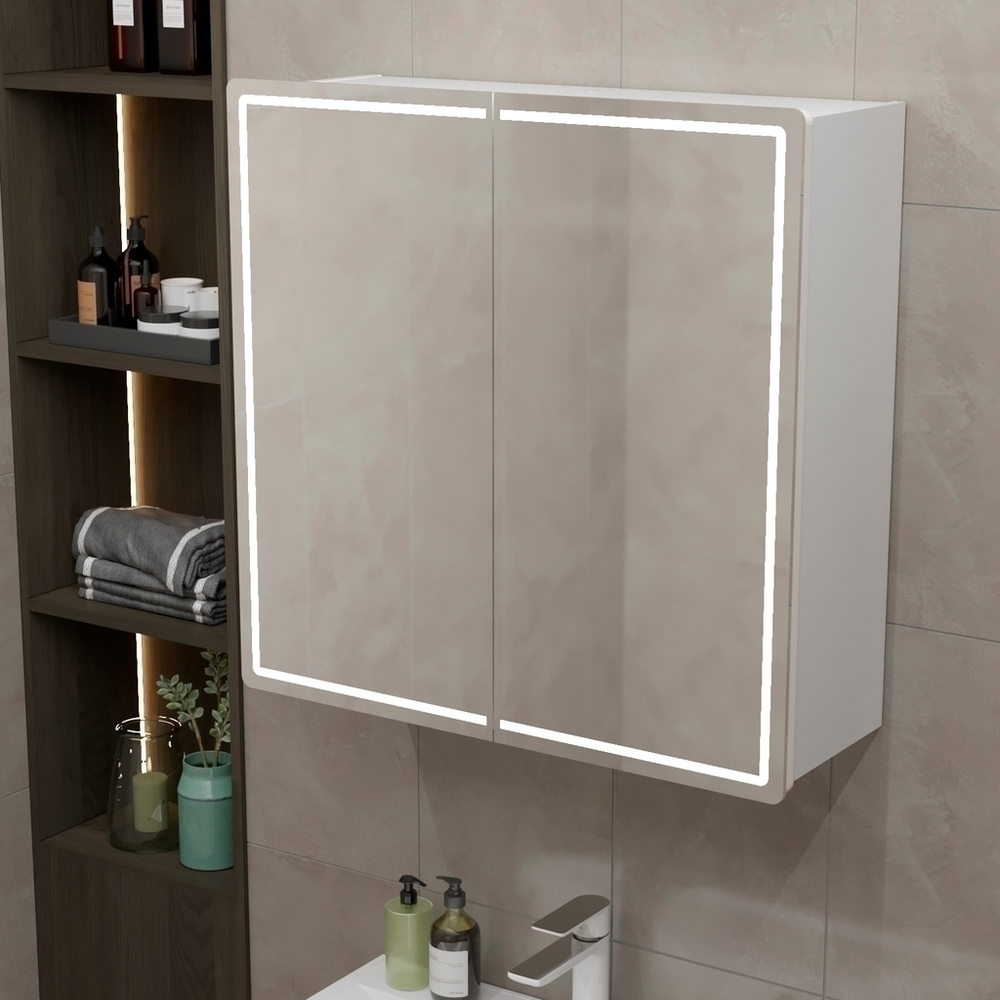 Зеркальный шкаф "ВЕКТОР" 800*800 (ШВ) универсальный, бесконтактный сенсор, светодиодная подсветка