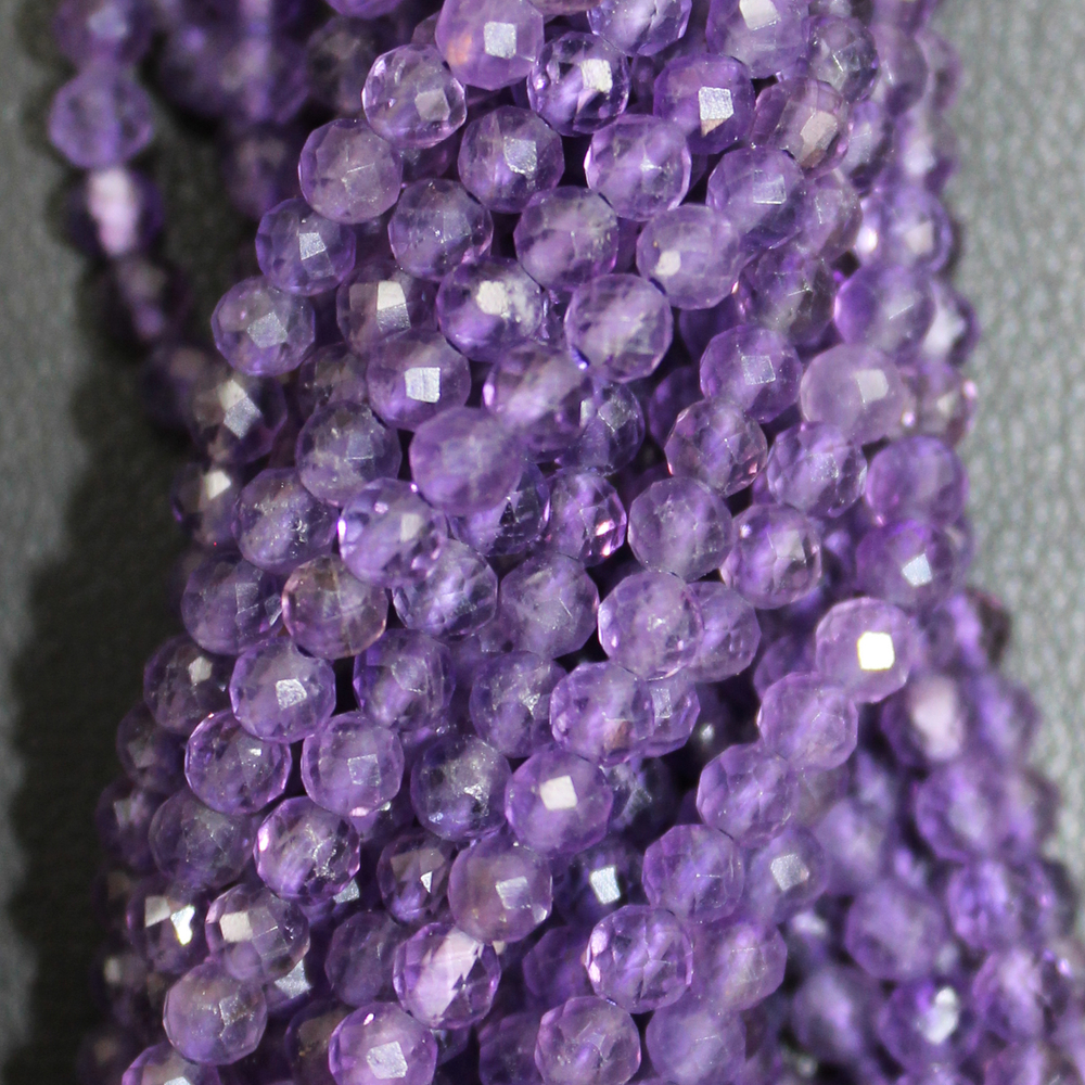 Аметист АА качество юв. огранка бусины 2мм 3мм 4мм 5мм