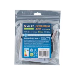 ULS-Q330 2835-120LED-m-8mm-IP20-DC12V-9.6W-m-5M-6500K Гибкая светодиодная лента на самоклеящейся основе. Катушка 5 м. в герметичной упаковке. Дневной свет6500K. ТМ Volpe.