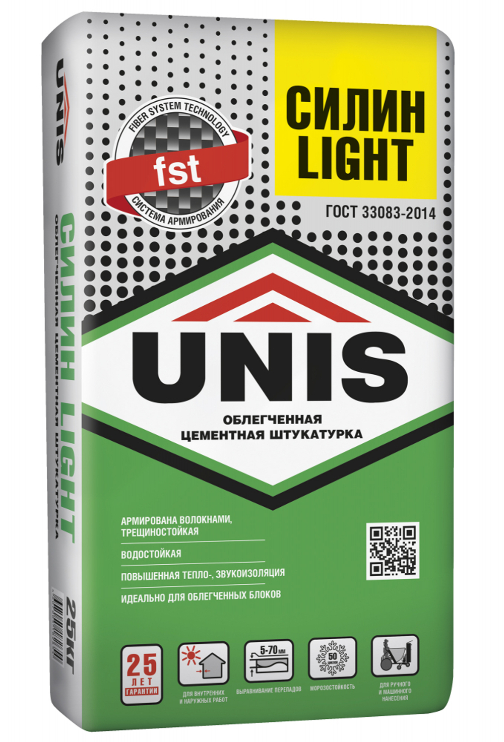 Штукатурка UNIS СИЛИН LIGHT цементная теплосберегающая легкая армированная   25 кг