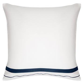 Набор из двух наволочек из сатина белого цвета с темно-синим кантом из коллекции essential, 70х70 см