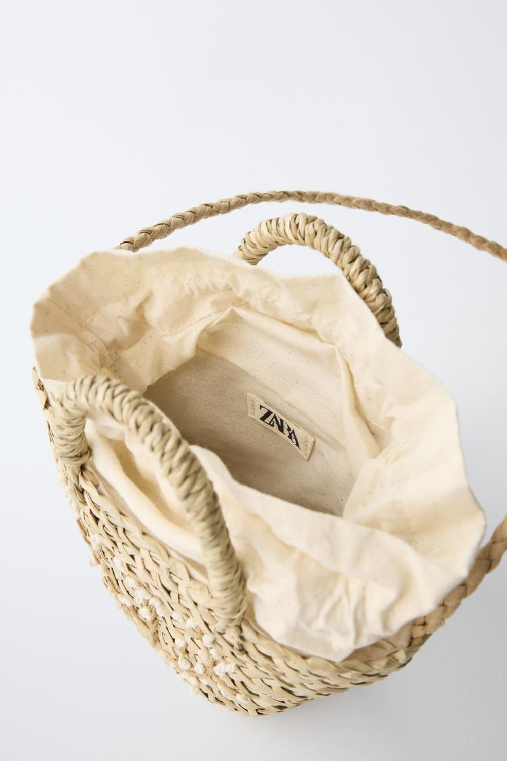 ZARA СУМКА С ЦВЕТОЧНЫМ ПРИНТОМ, ПЕСОЧНО-КОРИЧНЕВЫЙ