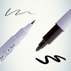 095143 Crown Маркер перманентный двухсторониий MULTI MARKER TWIN, ЧЕРНЫЙ пулевидный 2мм/1мм (P-800W)