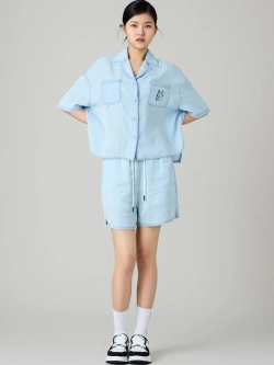 Джинсовые шорты со шнурком из тенсела