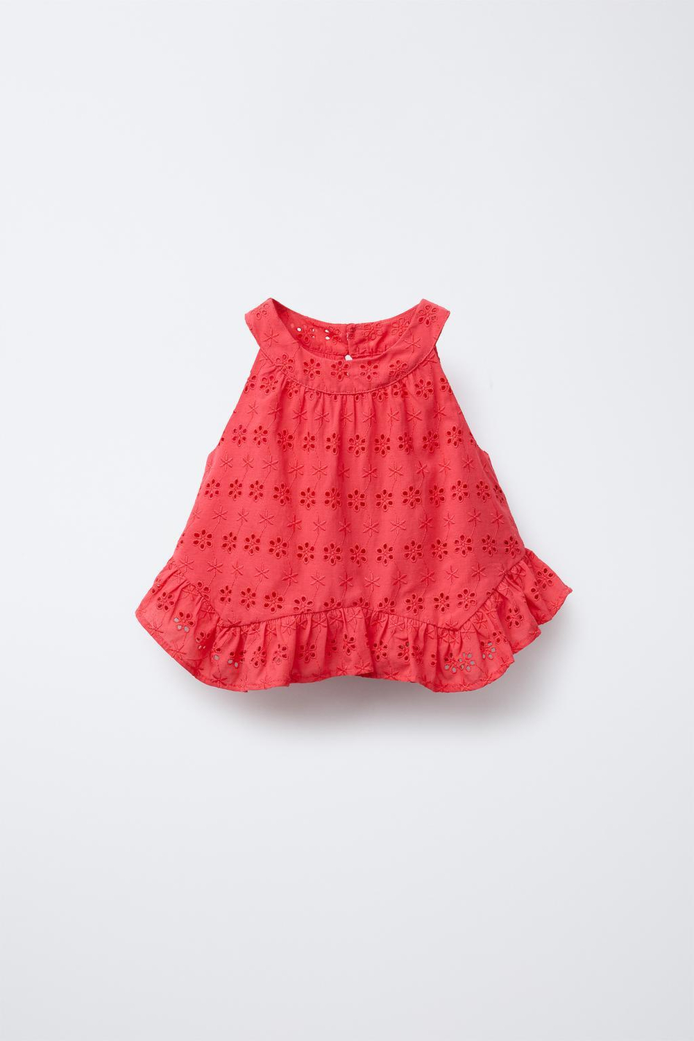 ZARA ТОП С ЦВЕТОЧНОЙ ВЫШИВКОЙ, КРАСНЫЙ