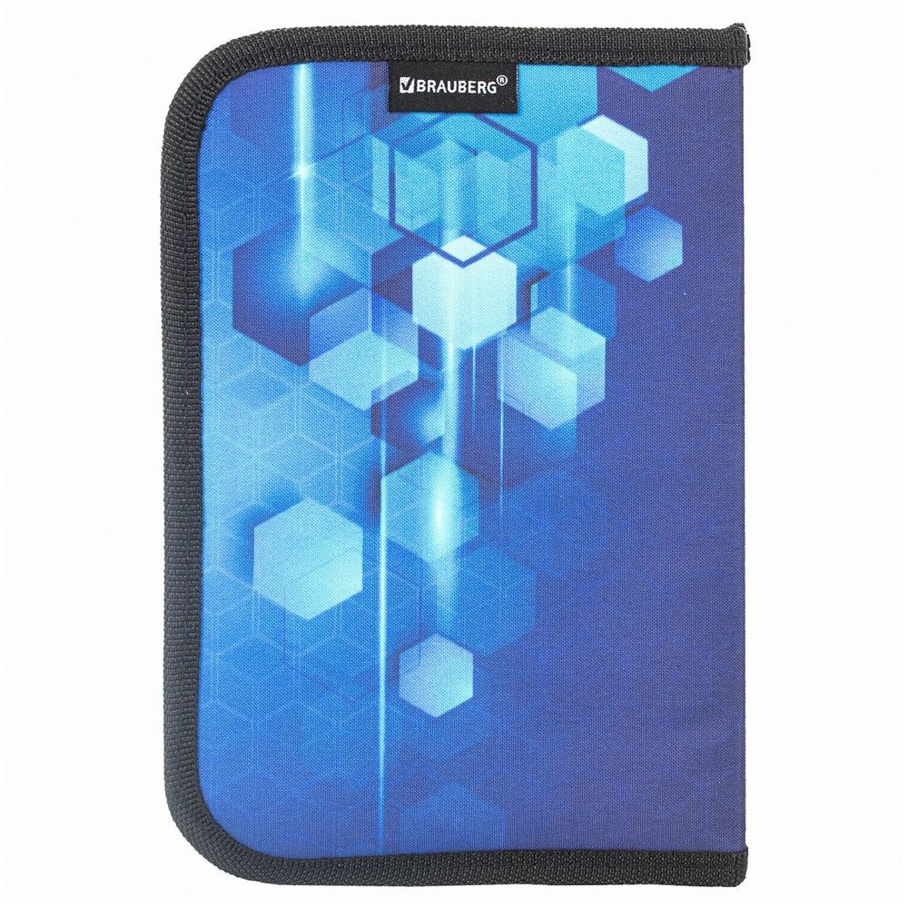Пенал с наполнением BRAUBERG, 1 отделение, 1 откидная планка, 24 предмета, полиэстер, 21х14 см, "Robot", 270320