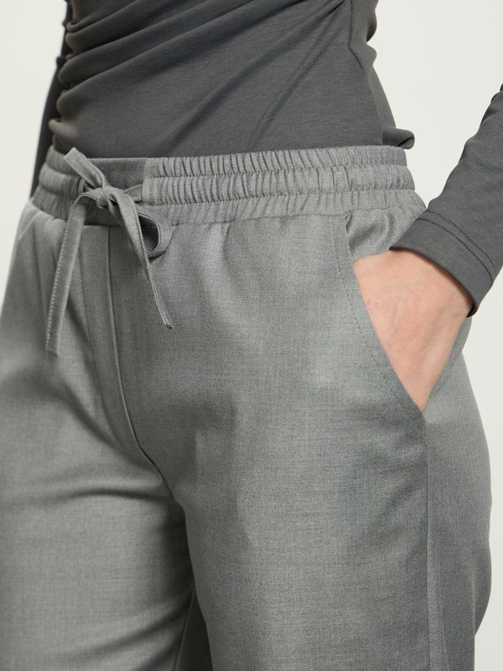 Брюки Чинос на резинке серые смесовая шерсть