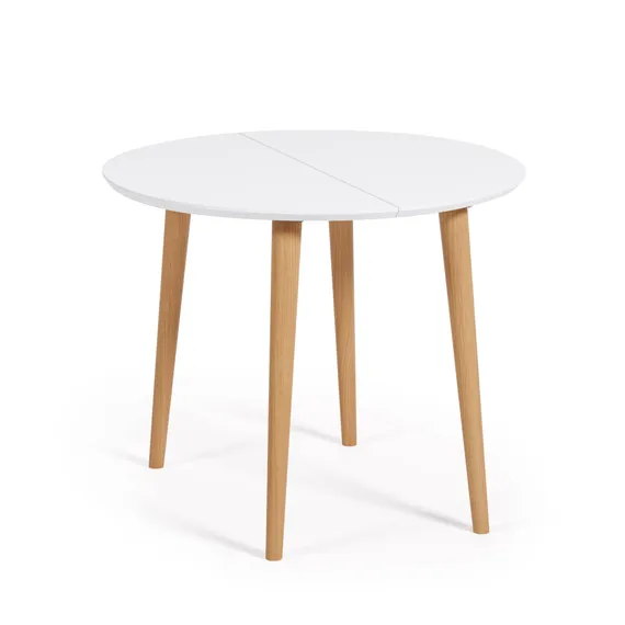 Раздвижной стол Oqui Ø90-170х90 см, белый