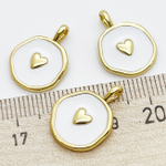 Подвеска Сердце, цвет золото+белый, размер 18*14 мм, цена за 1 шт