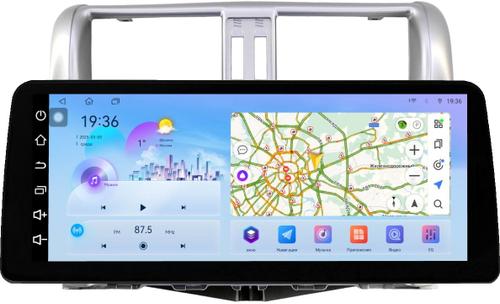 Магнитола для Toyota Land Cruiser Prado 150 2009-2013 (рамка серебро) - FarCar монитор 12.3" 2K QLED на Android 14, Быстрая, CarPlay, 4G SIM-слот
